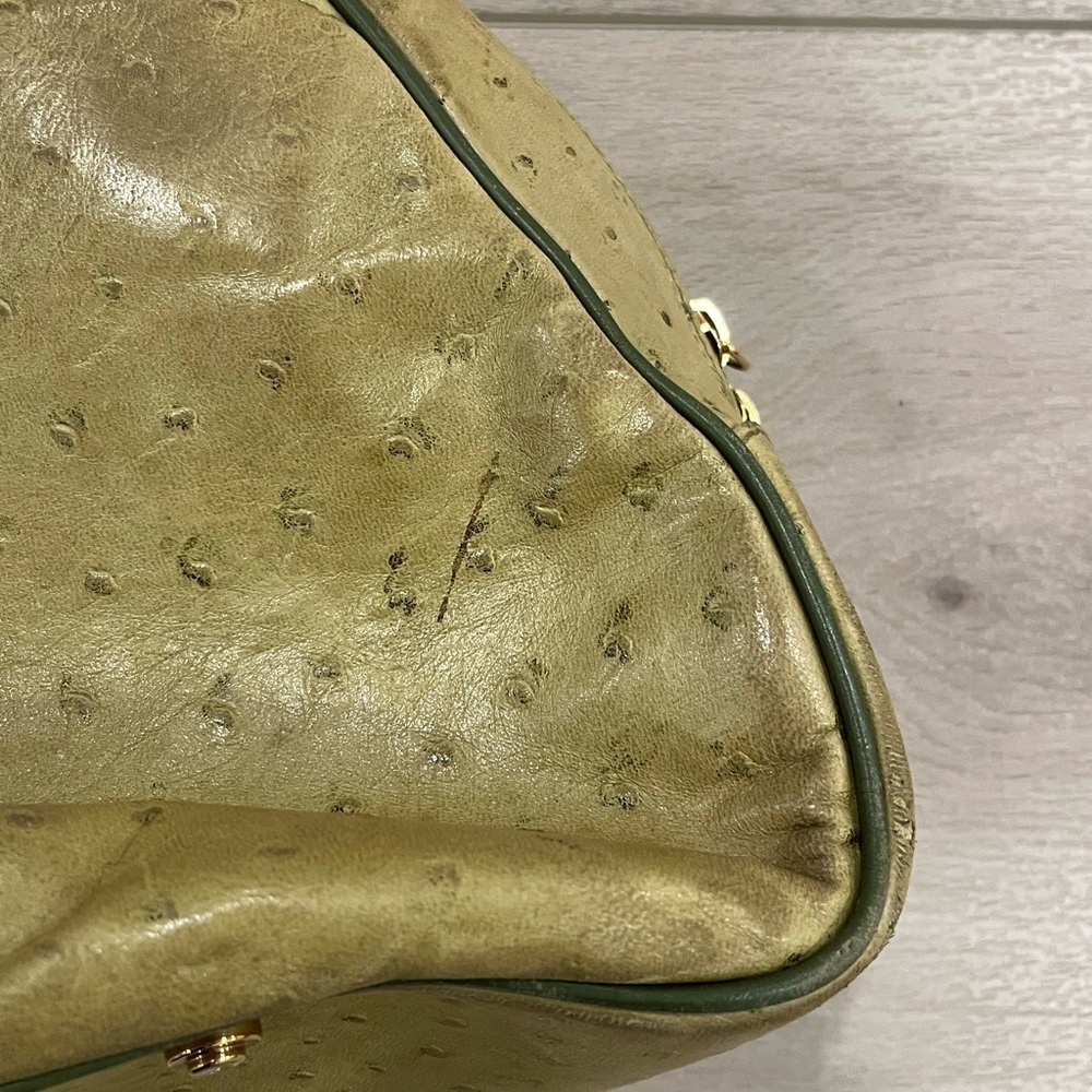 Christian Dior Rare Ostrich Saddle Green Bowler Bag - Picture 3 of 16